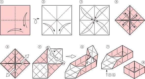 Схема. как сделать коробочку из бумаги. Оригами