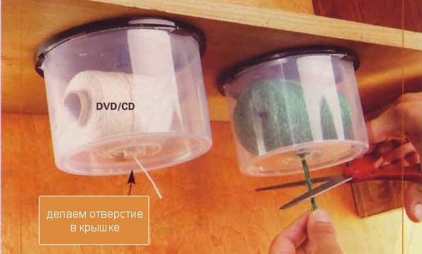 Как использовать упаковку от CD дисков из под болванок - хранение инструментов и ниток