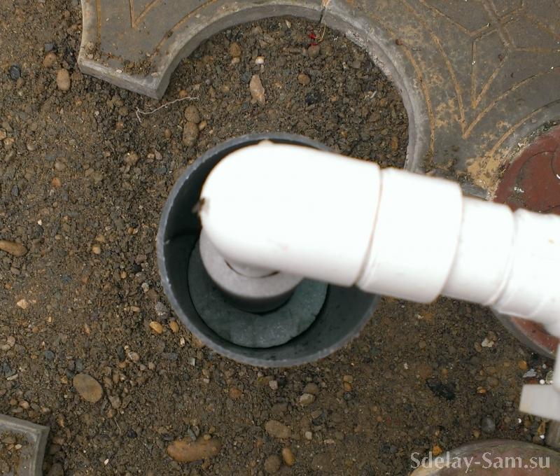 вывод водопроводной трубы из земли во дворе