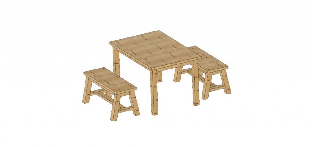 Простой деревянный стол со стульями своими руками