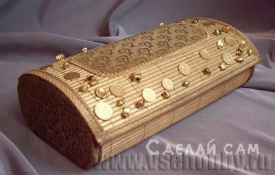 ШКАТУЛКА-СУНДУЧОК ИЗ БАМБУКОВОЙ САЛФЕТКИ.2 ЧАСТЬ. CASKET-CHEST FROM BAMBOO NAPKIN.