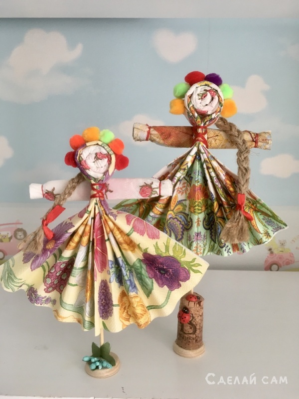 Оригинальные куклы-мотанки из салфеток своими руками