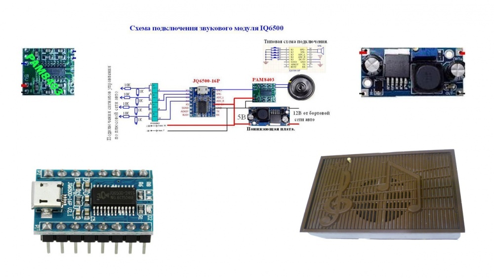 Говорилка для авто на 5 звуковых файлов на модуле JQ6500