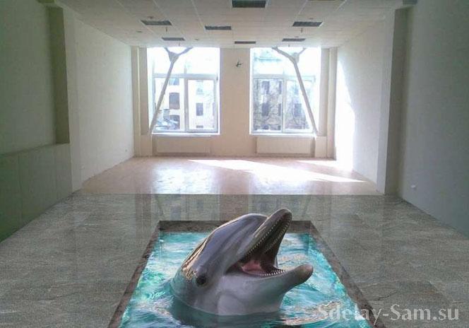 3D пол с рисунком дельфина