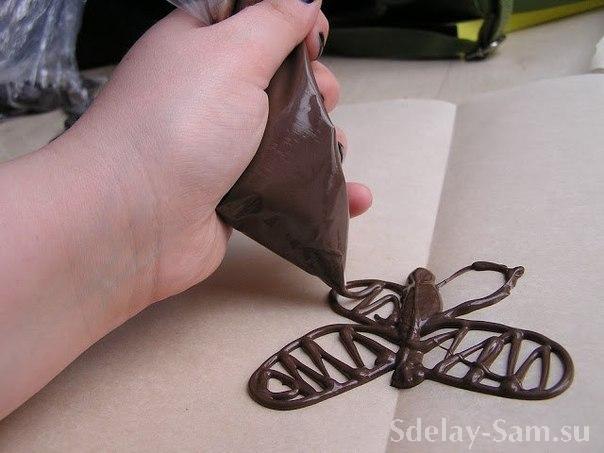 Шоколадная бабочка своим руками на бумаге