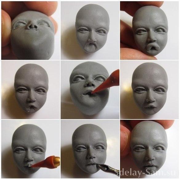 МК по изготовлению головы куклы из полимерной глины